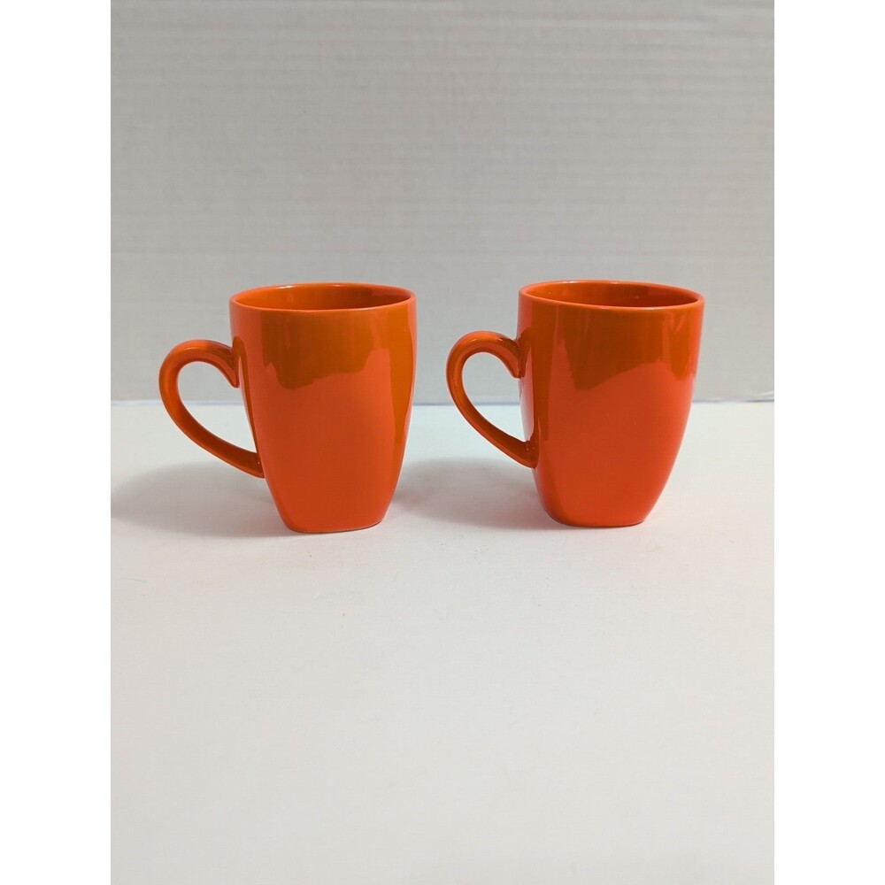 (2) Orange Coffee Mug 10 Strawberry Street 12 oz Ceramic